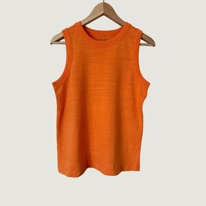 LOFT Womens Orange Cotton Slub Knit Tank Top Summer Festival Sleeveless Small